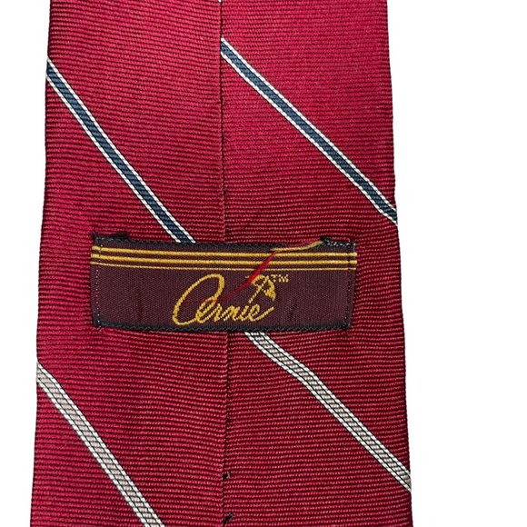 Arnie Vintage Men's Red Repp Striped Classic Silk Necktie - Picture 4 of 7